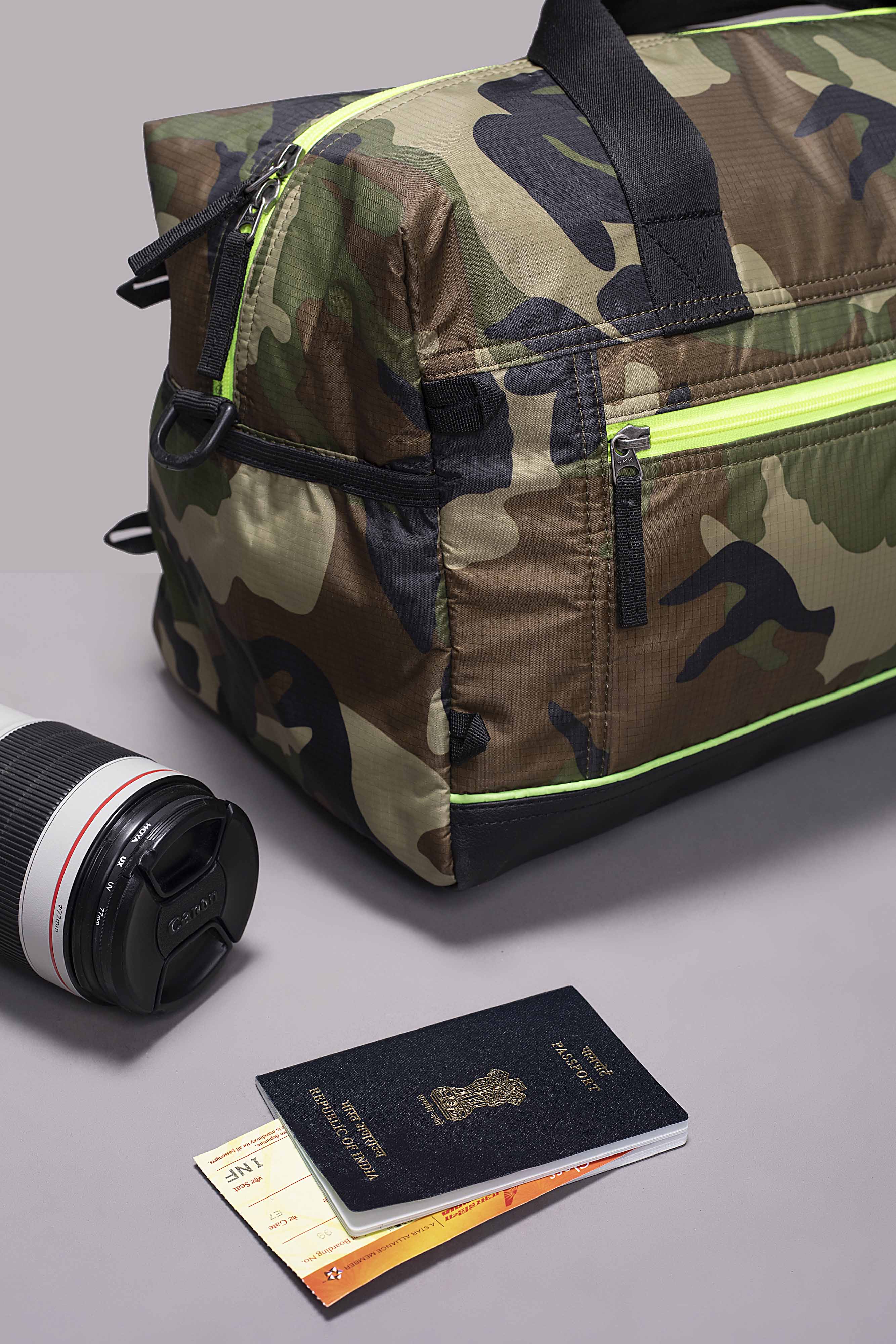 Neon Green Camo Rider Duffle Bag