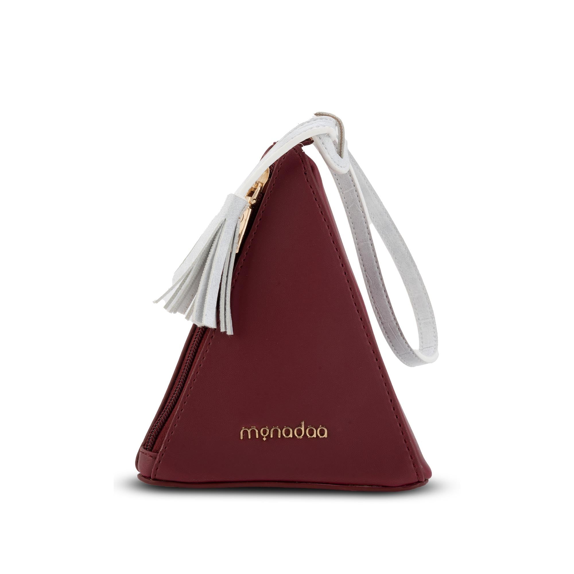 Maroon Fleur Traingular Bag